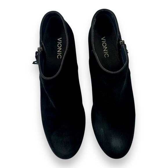 Vionic Women's Serena Ankle Boots Size 11 Black Suede Classic Block Heel Bootie - Picture 2 of 11